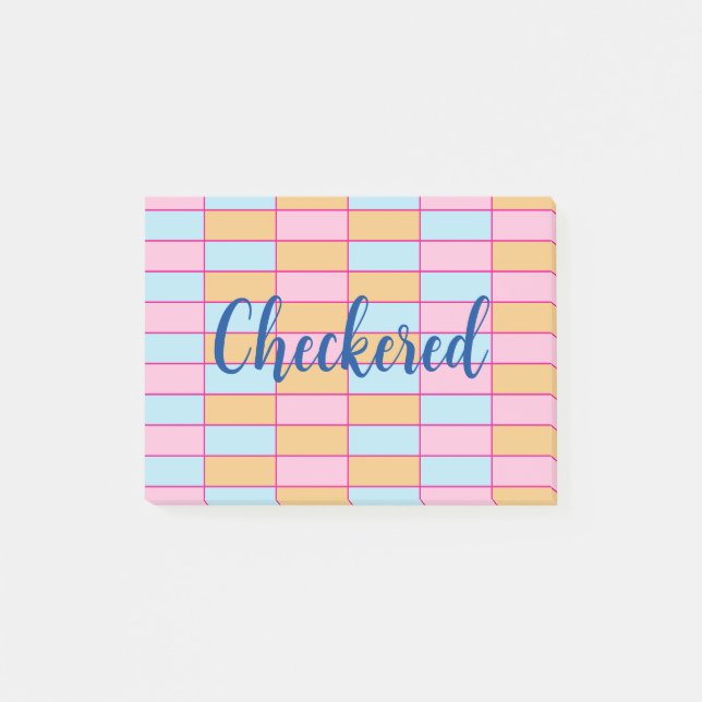 Colourful Chequered Pattern Post-it Notes (Front)