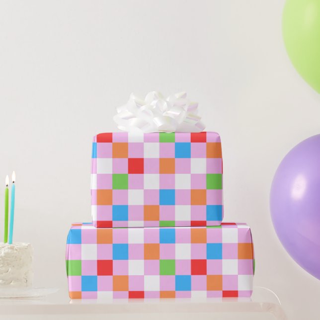 Colourful chequered pattern wrapping paper (Party Gifts)