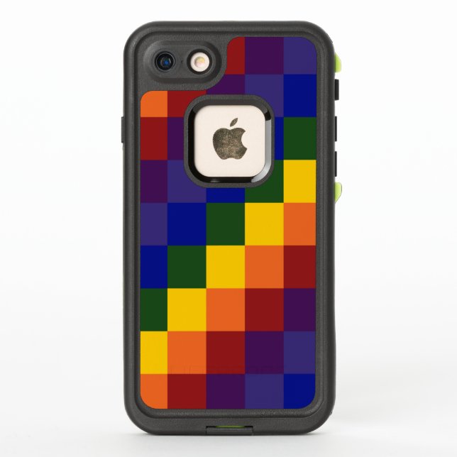 Colourful Chequered Rainbow Pattern LifeProof iPhone Case (Back)