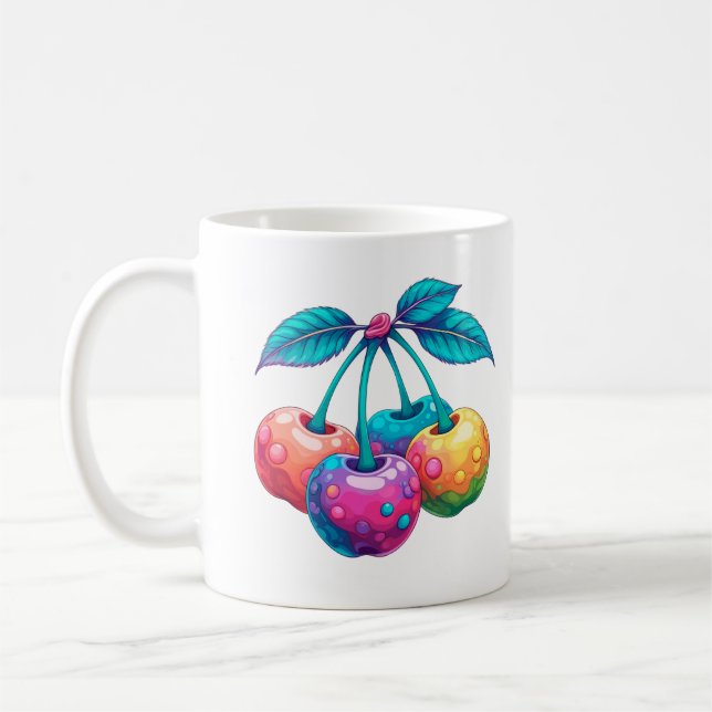 Colourful cherries coffee mug (Left)