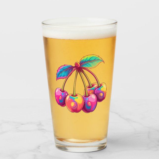 Colourful cherries glass (Front Filled)