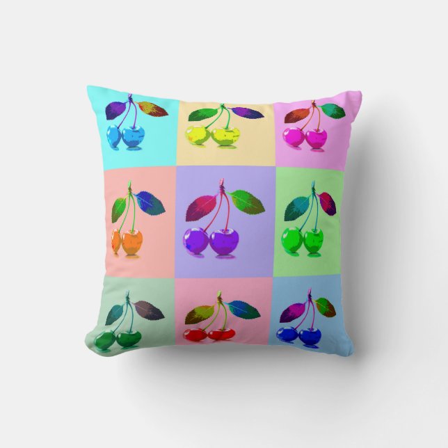 Colourful Cherries - Pop Art   Cushion (Front)