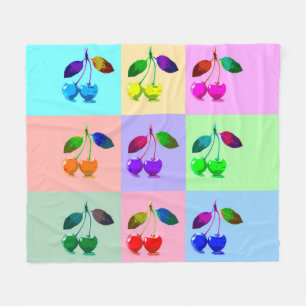 Colourful Cherries - Pop Art Fleece Blanket