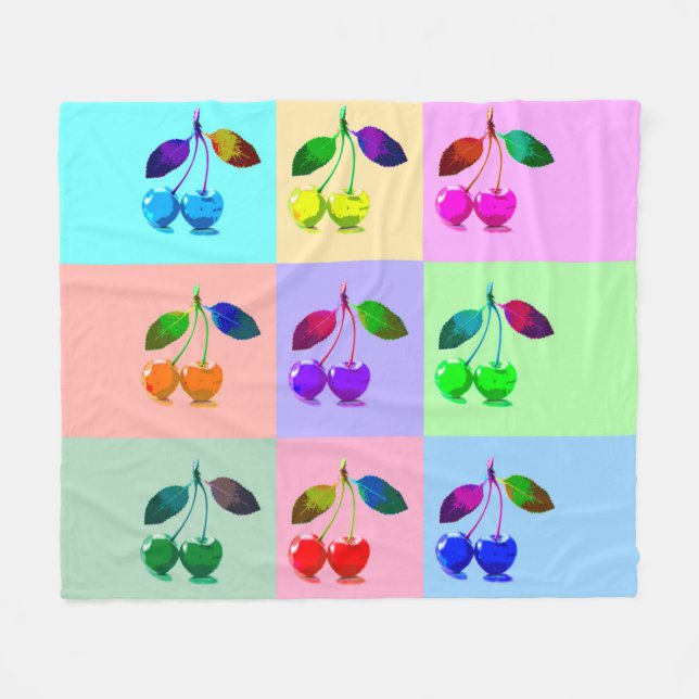 Colourful Cherries - Pop Art   Fleece Blanket (Front (Horizontal))