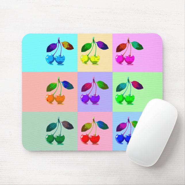 Colourful Cherries - Pop Art  Mouse Mat (With Mouse)