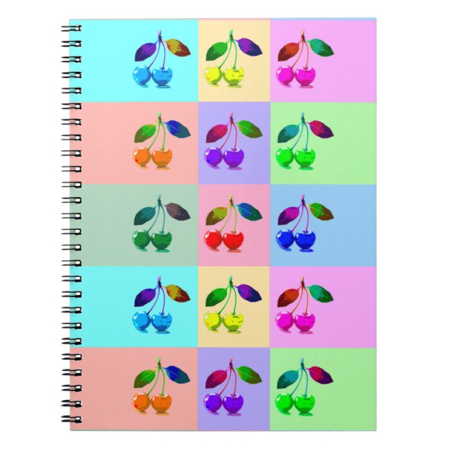 Colourful Cherries - Pop Art   Notebook (Front)