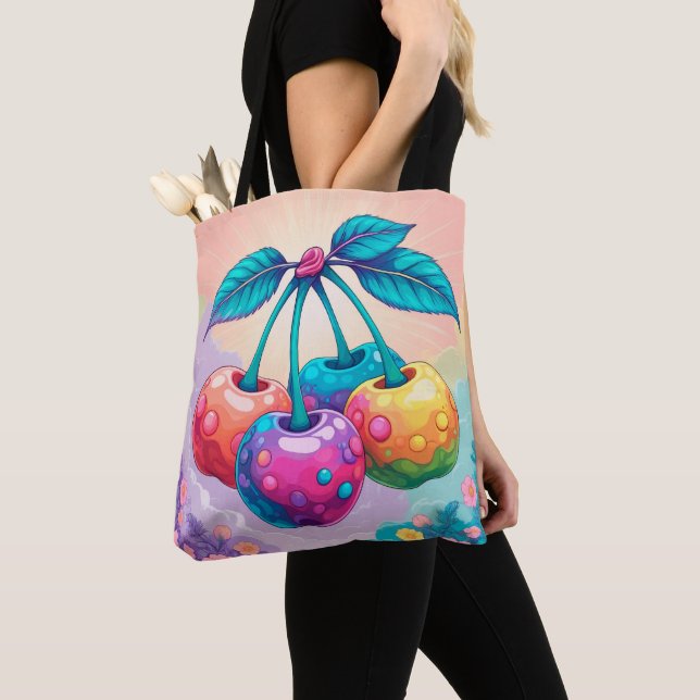 Colourful cherries tote bag (Close Up)