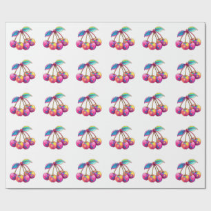 Colourful cherries wrapping paper