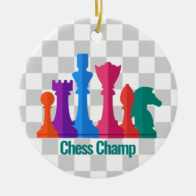 Colourful Chess Pieces Design Ornament (Front)