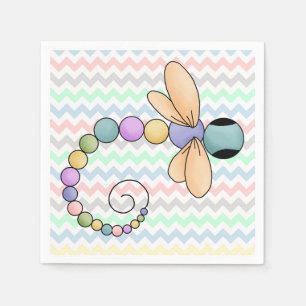 Colourful Chevron and Dragonfly Paper Napkins