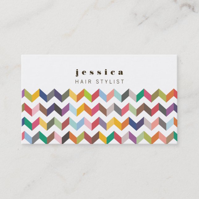 Colourful Chevron Arrows Pattern Hair Stylist Card (Front)
