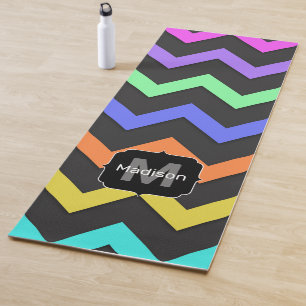 Colourful Chevron Cool Summer Fun Pattern Monogram Yoga Mat