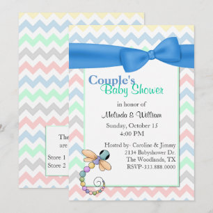 Colourful Chevron Couple's Baby Shower Invitation