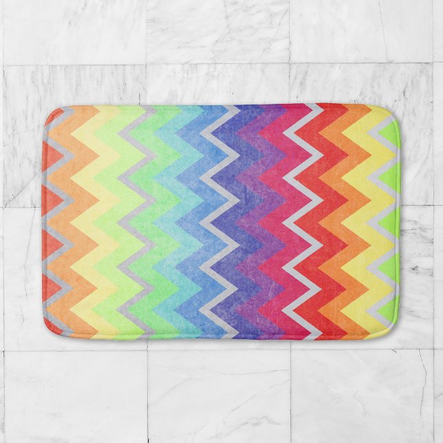 Colourful Chevron Cute Rainbow colours Texture Bath Mat (Creator Uploaded)