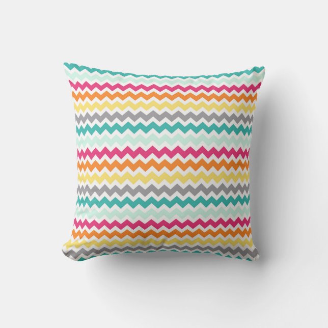 Colourful Chevron Decorative Pillow (Front)