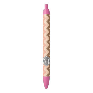 Colourful Chevron, Floral Monogram Personalised Black Ink Pen