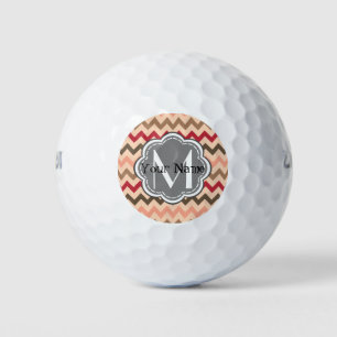 Colourful Chevron, Floral Monogram Personalised Golf Balls