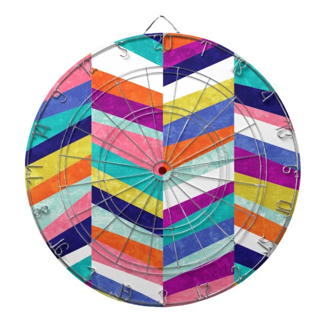 Colourful Chevron Geometric Abstract Dartboard (Front)