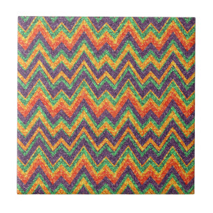 Colourful Chevron Glitter Zigzag Seamless Pattern  Tile
