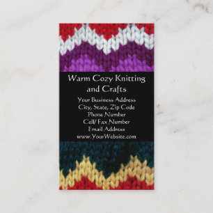 Colourful Chevron Knit Sweater Knitting Crafts Business Card
