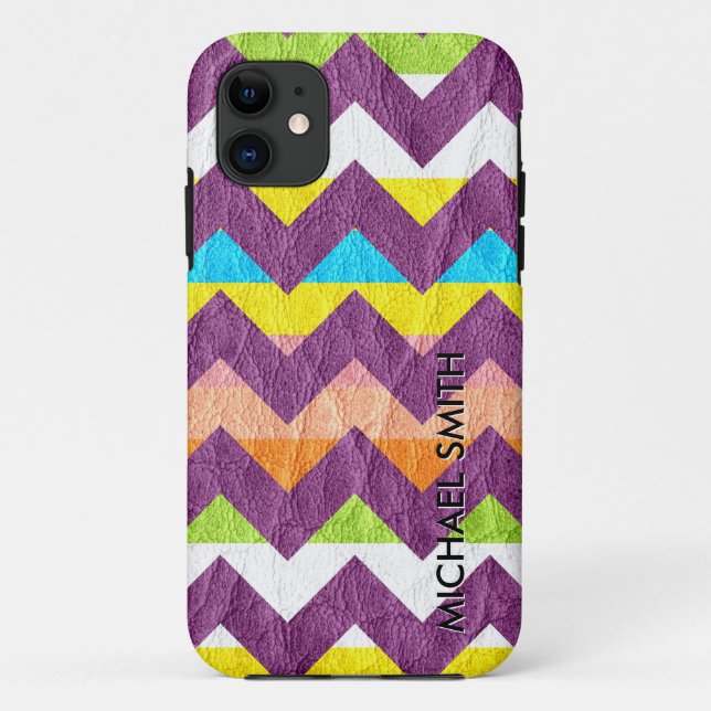 Colourful Chevron Leather Case-Mate iPhone Case (Back)