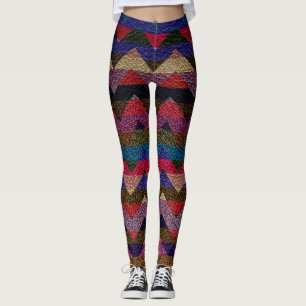 Colourful Chevron Modern Leather #18 Leggings