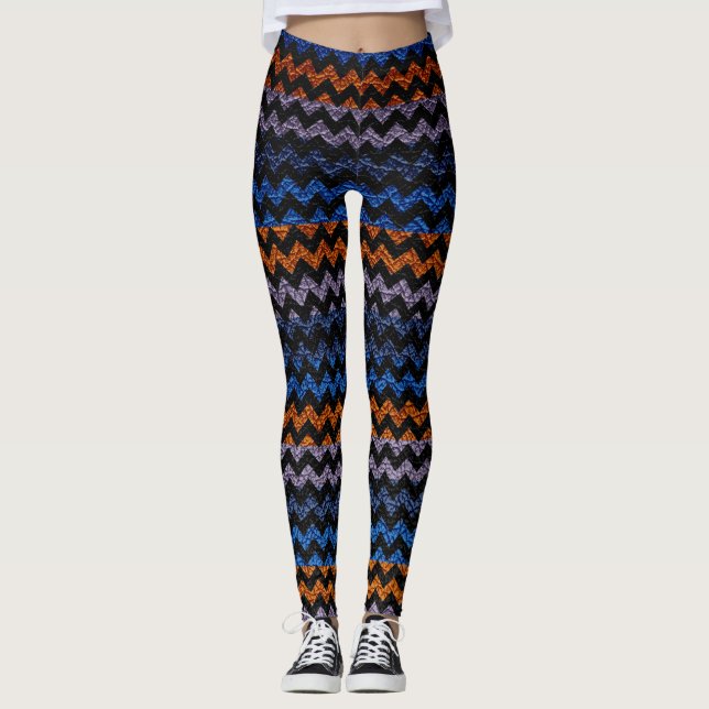 Colourful Chevron Modern Leather #28 Leggings (Front)