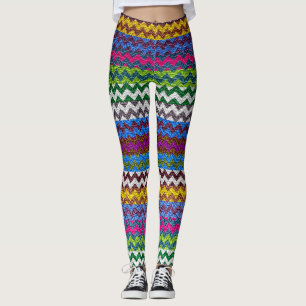 Colourful Chevron Modern Leather Leggings