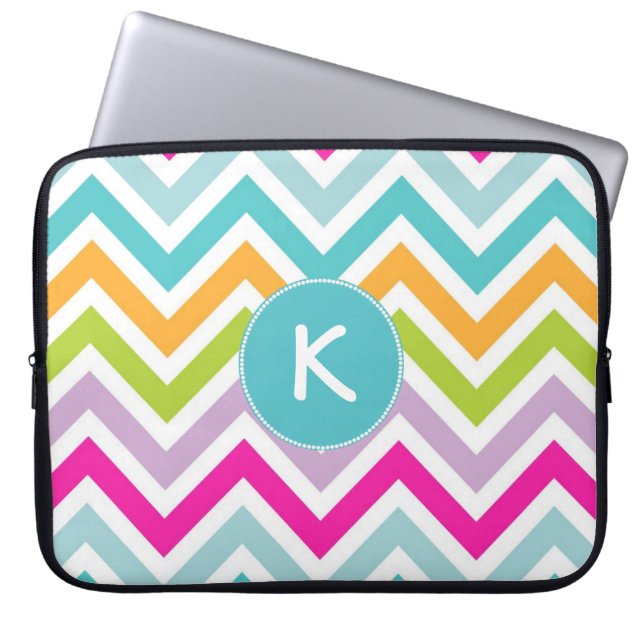 Colourful Chevron Monogram Lap Top Sleeve (Front)