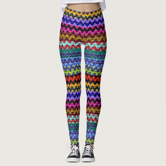 Colourful Chevron Pattern Burlap Look #10 Leggings
