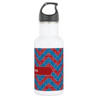 Colourful Chevron Pattern with Bricks Red Blue 532 Ml Water Bottle