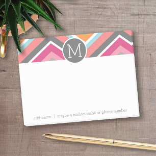 Colourful Chevron Pattern with Custom Monogram Post-it Notes