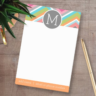 Colourful Chevron Pattern with Custom Monogram Post-it Notes