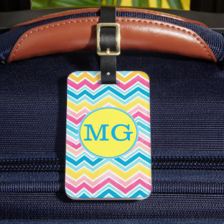 Colourful Chevron Pattern with Monogram Luggage Tag