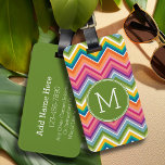 Colourful Chevron Pattern with Monogram Luggage Tag<br><div class="desc">Travel in style with a bright and trendy design for your bag or backpack. If you need to make adjustments to your initials or to the art,  click on the customise button to make changes.</div>