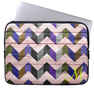 Colourful Chevron Pattern Wooden #9 Laptop Sleeve