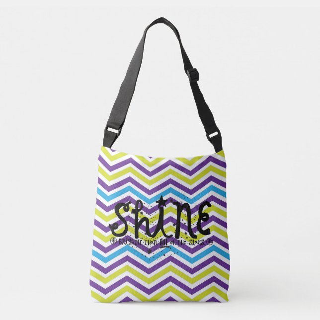 Colourful Chevron Stripe Shine Brighter Bag (Front)