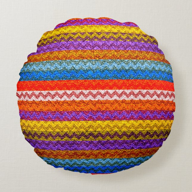 Colourful Chevron Stripes #6 Round Cushion (Front)
