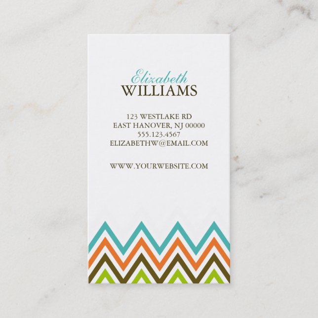 Colourful Chevron Stripes Business Card (Front)