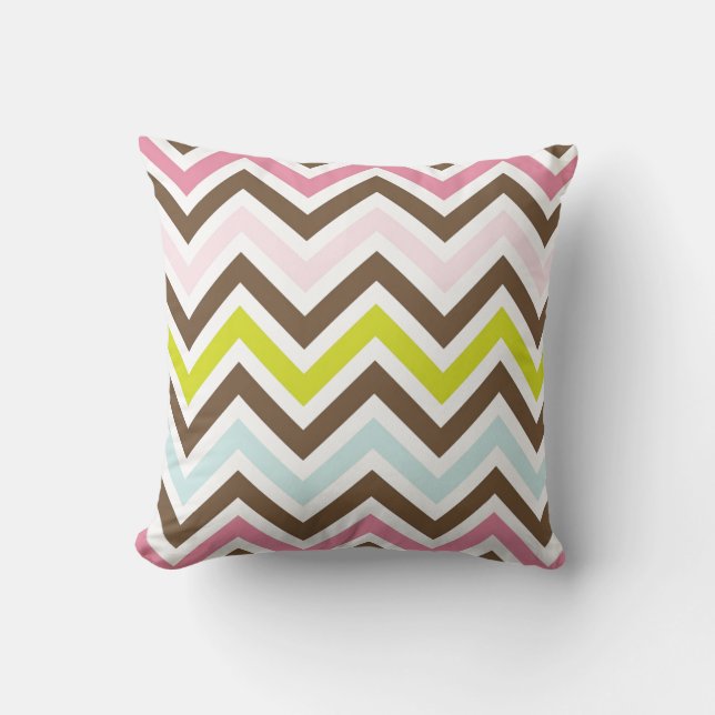 Colourful Chevron Stripes Cushion (Front)