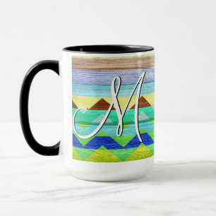 Colourful Chevron Stripes On Wood #15 Mug