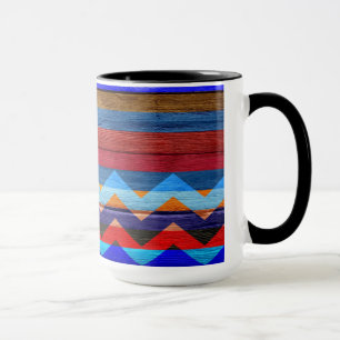 Colourful Chevron Stripes On Wood #19 Mug