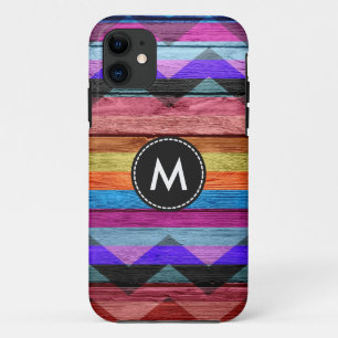 Colourful Chevron Stripes Wood #2 iPhone 11 Case