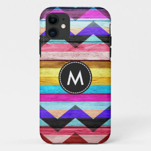 Colourful Chevron Stripes Wood #3 iPhone 11 Case