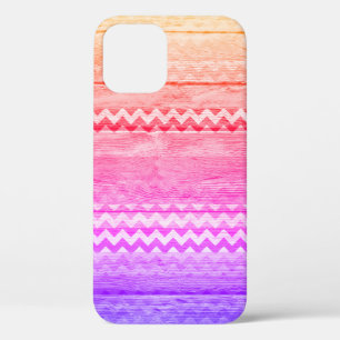 Colourful Chevron Stripes Wood Look #2 iPhone 12 Pro Case
