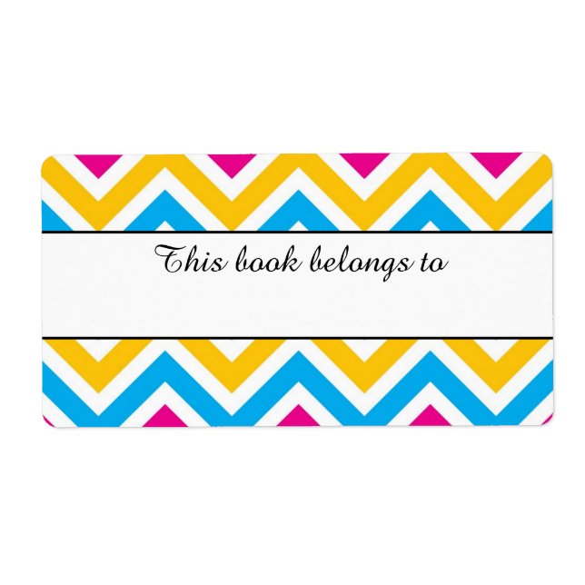Colourful Chevron "This Book Belongs To" Labels (Front)