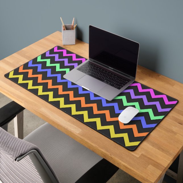 Colourful Chevron Vibrant Cool retro Fun Pattern Desk Mat (Office 2)