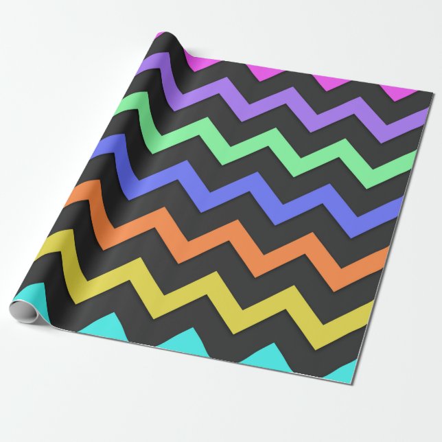 Colourful Chevron Vibrant Cool Summer Fun Pattern Wrapping Paper (Unrolled)