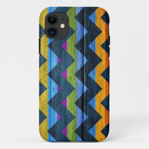 Colourful Chevron Wood Abstract #4 iPhone 11 Case