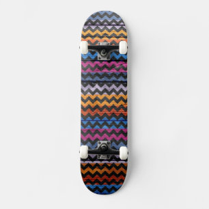 Colourful Chevron Wood Abstract #5 Skateboard
